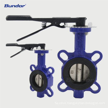 Bundor 10K rubber seat DI center line butterfly valve wafer butterfly valve for oil